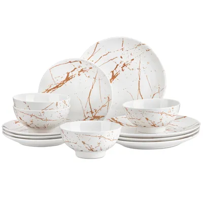 Produktbild von Keramik-Geschirr-Set, elegantes Design, vielseitig für Zuhause und Restaurant, 12 Stücke , Weiß 12 Stück