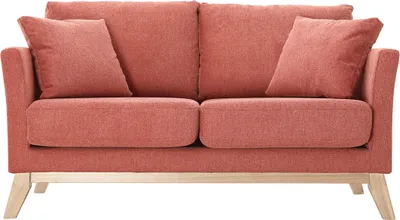 Produktbild von Miliboo - Skandinavisches 2-Sitzer-Sofa mit abnehmbarem Bezug in Terracotta mit strukturiertem Samteffekt OSLO