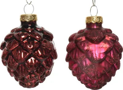 Produktbild von Christbaumschmuck Zapfen 7cm Glas 6 Stück - Ochsenblut
