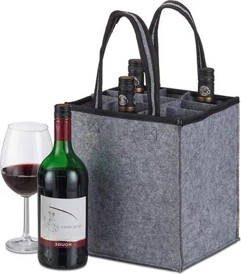 Produktbild von Famanu Flaschentasche für 9 Flaschen - ideal für Wein und Bier - 45x24x24 cm, antrazit