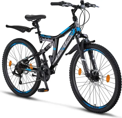 Obrázok produktu pre Chillaxx Bike Falcon prémiový horský bicykel 24 a 26 palcov - bicykel pre chlapcov, dievčatá, ženy a mužov - kotúčové brzdy - 21 rýchlostí - celoodpružený