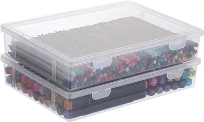 Obrázok produktu pre Archivačné boxy A4, 2 kusy, s vekom, stohovateľné a priehľadné, pre kanceláriu