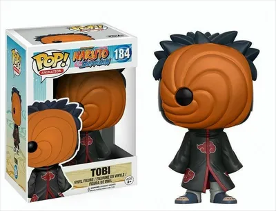 A Funko Pop! vinyl figure of Tobi from Naruto Shippuden, displayed next to its packaging.