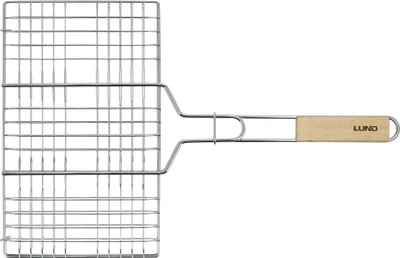 Produktbild von Tragbarer Grillrost mit Holzgriff, 33 x 20 cm, verchromt