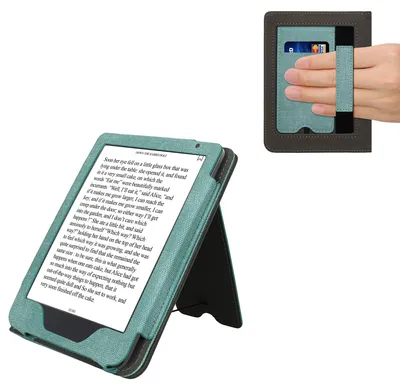 Produktbild von kwmobile Hülle kompatibel mit Kobo Clara BW / Clara Colour / Tolino Shine (5) / Shine Color Hülle - Flip Case mit Handschlaufe - Kunstleder Cover -