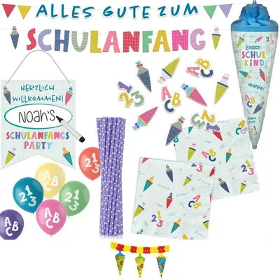 Produktbild von Partyset Einschulung Schulanfang pastell Deko Dekoration Schule bunt