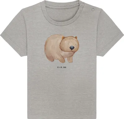 Produktbild von Mr. & Mrs. Panda Babyshirt Wombat 6. - 12. Monat - Heather Grey - Geschenk, Baby Jerseyshirt,  T-Shirt, Australien, Motivation, Lustige Sprüche, Spruch