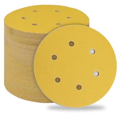 Immagine prodotto di Carta abrasiva Klett, 150 mm, grana 150, con 6 fori, confezione da 50 pezzi, adatta per legno, metallo e vernice