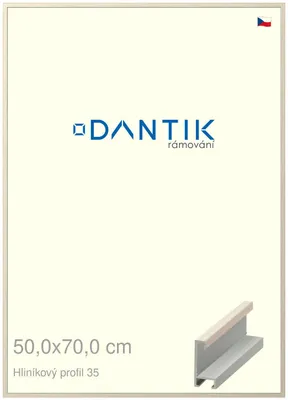 Zdjęcie produktu dla Rama DANTIK 50x70 | Profil ALU 6035 Okleina kość słoniowa (Plexi Clear)
