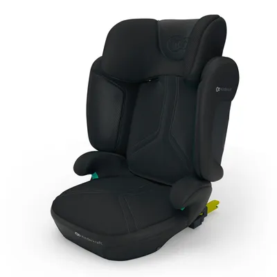 A black child car seat shown from a front-diagonal angle against a white background.