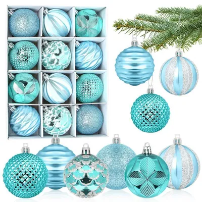 Immagine prodotto di Palline di Natale in plastica, colore blu, diametro 6 cm, confezione da 12