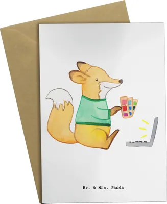 Produktbild von Mr. & Mrs. Panda Glückwunschkarte Mediengestalter Herz - Weiß - Geschenk, weihnachtskarten, Grafikdesigner, Kreativ, Grußkarten, Designer, glückwunschkarten, Klappkarte