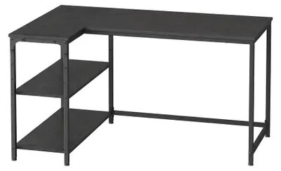 Produktbild von L-förmiger Schreibtisch mit Stauraum, verstellbarer Ablage | Schwarz | 120x80x76 cm