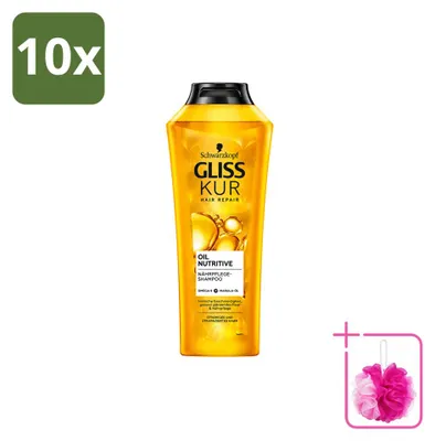 Produktbild von 10 x Gliss Kur Oil Nutritive Shampoo für strohiges und strapaziertes Haar 400 ml - Sparpackung - 10 Stücke