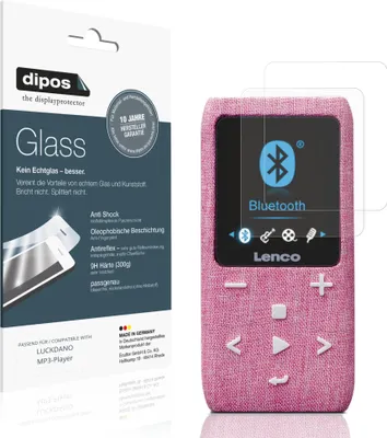 Produktbild von 2x Schutzfolie für LUCKDANO MP3-Player matt - Anti-Shock 9H Folie dipos Glass Kunststoffglas