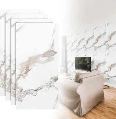 Obrázok produktu pre Vigevee nástenné panely, 120 x 60 cm, bielo-zlatá mramorovaná povrchová úprava, kompozitný materiál – sada 8 kusov