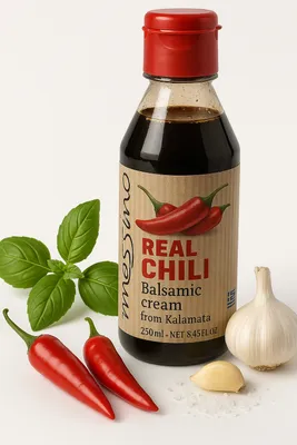 Produktbild von Papadeas, Balsamico-Creme, 250ml, Chili-Creme, Balsamico-Essig, Messino, Für Rindfleisch,Spaghetti ,Griechische Sauce, griechische Balsamicocreme