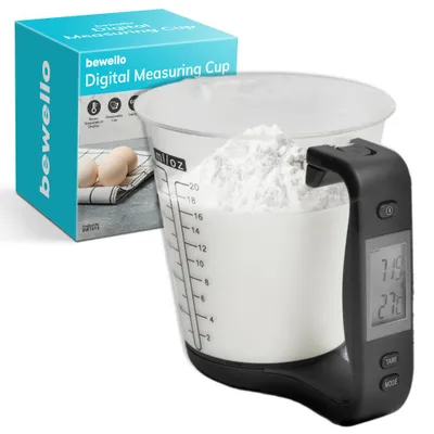 Produktbild von Küchenwaage Digital mit Schüssel - max. 1KG / 600ml - Digitaler Messbecher - inkl. Gratis Batterie