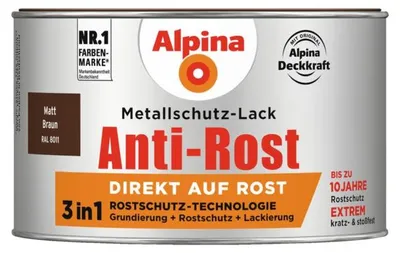 Produktbild von Alpina Metallschutzlack Anti-Rost Braun 300 ml matt