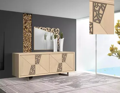 Produktbild von Designer Hellbraunes Sideboard Wohnzimmer Anrichte Luxus Holz Kommode
