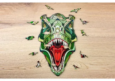 Eco Wood Art (EWA) Holz LegPuzzle, T-Rex, 1133, 40x24x0,5cm Wooden Box