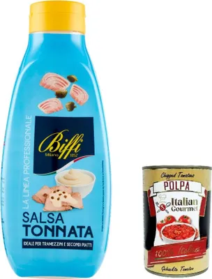 Produktbild von Biffi la linea professionale, salsa tonnata, Thunfischsauce würzen soße Salad sauce Squeeze 800g + Italian Gourmet polpa 400g