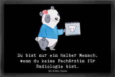 Produktbild von Mr. & Mrs. Panda Schmutzfangmatte Fachärztin für Radiologie Herz 40 x 60 cm - Schwarz - Geschenk, Fussmatte, fußmatte, Gummimatte, Schmutzmatte, Bodenvorleger