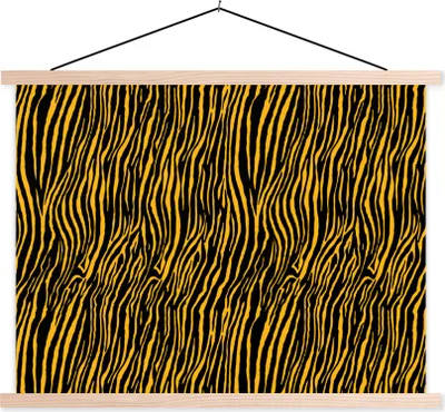 Produktbild von MuchoWow® Textilposter Muster - Tigerdruck - Orange 60x45 cm mit holzfarbenen Rahmen - Bild