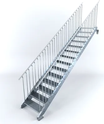 Produktbild von Stahltreppe 14 Stufen bis Höhe 280 cm, Laufbreite : 80 cm beidseitiges Geländer ST 3 (31 / 9 mm schmal)