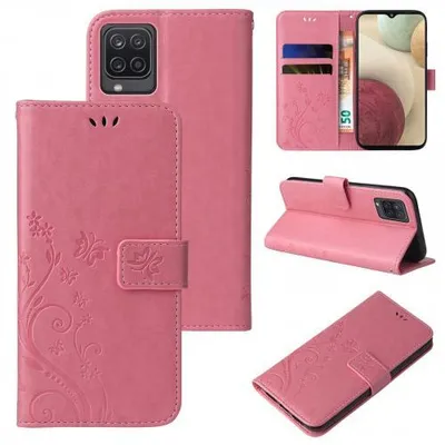 Produktbild von Kunstleder Flip-Hülle Floral für Samsung Galaxy A12 - Farbe: Rosegold - Modellkompatibilität: Für Samsung Galaxy A12