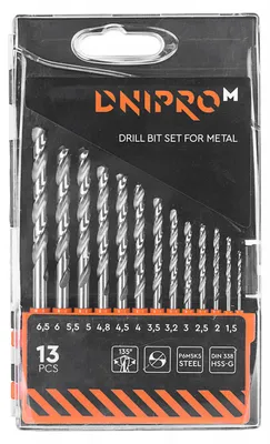 Produktbild von Dnipro-M P6M5K5 Metallbohrer-Set 1,5-6,5 mm 13-tlg.