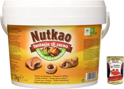 Produktbild von Nutkao Eimer Crema Cacao e Nocciole mit Kakao- und Haselnusscreme 3 kg + Italian Gourmet polpa 400g