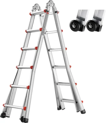 Obrázok produktu pre SucceBuy 20ft teleskopický rebrík s A-rámom, kompaktný hliníkový výsuvný rebrík, multifunkčný prenosný skladací mobilný rebrík pre domácnosť, schody, vnútorné / vonkajšie, nosnosť 150 kg