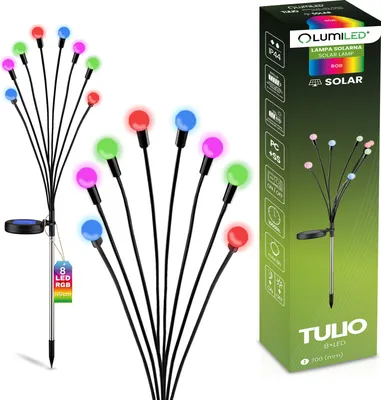 Zdjęcie produktu dla Lampa Solarna Ogrodowa LED TULIO Wbijana Dekoracyjna Dmuchawiec Kuleczki RGB LUMILED