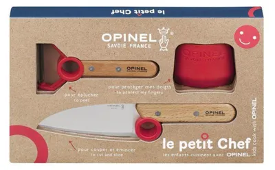 Zdjęcie produktu dla Opinel Le Petit Chef, Zestaw noży, Stal nierdzewna, Drewno, Stal nierdzewna, Drewno, 10,2 cm