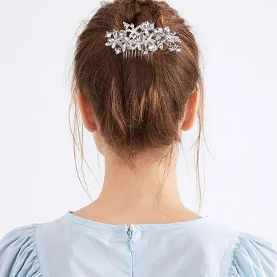 Produktbild von Hochzeitshaarschmuck für Frauen: französische Haarkämme im Vintage-Stil mit Strass und Kristallen, Seitenkämme für Mädchen und feines Haar
