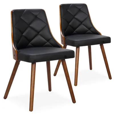 Image de MENZZO Lot de 2 chaises scandinaves Lalix Bois Noisette et Noir