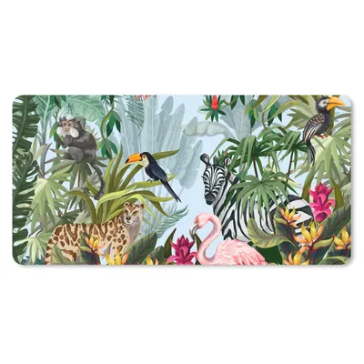 Produktbild von MuchoWow® Mauspad Mousepad Dschungel - Natur - Jungen - Mädchen - Kinder - Zebra - Flamingo 60x30 cm - Mousepads - Maus Mat - Pad - Mausunterlage - Nachhaltig