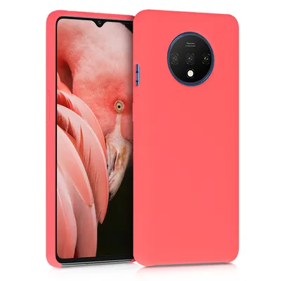 Produktbild von kwmobile Hülle kompatibel mit OnePlus 7T Hülle - Silikon Handy Case - Handyhülle weiche Oberfläche - kabelloses Laden - Neon Koralle