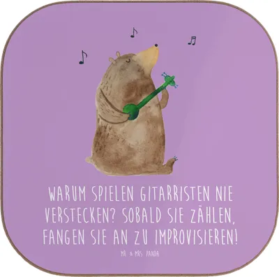 Produktbild von Mr. & Mrs. Panda Untersetzer Glas Gitarre Improvisation - Lavendeltraum - Geschenk, Freiheit, Coaster, Tasse, gläseruntersetzer, Lernen, Leidenschaft, Liebe, Instrument