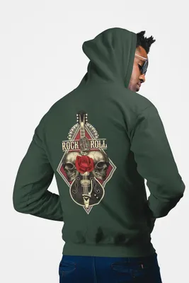Produktbild von D&B Unisex Hoodie ZIPZN00014 Rock And Roll Waldgrün-Größe S
