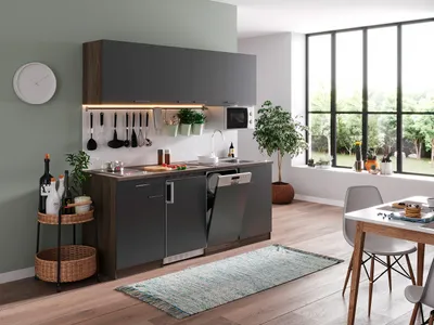Produktbild von Küche Küchenzeile Singleküche Eiche York Grau Oliver 195 cm Respekta