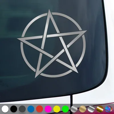Produktbild von PantherPixel Pentagramm Aufkleber Gothic Hexen Magie Metal Sticker Auto Geschenkidee Farbe Silber