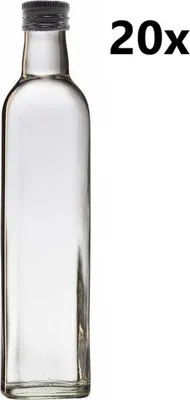 Obrázok produktu pre Fľaša MARASCA 500 ml číra 20 ks vrátane čiernych uzáverov, počet kusov v balení: 20