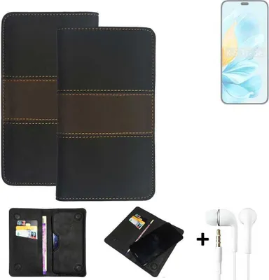 Produktbild von K-S-Trade Handyhülle + Kopfhörer kompatibel mit Honor 200 Lite Schutzhülle Walletcase Bookstyle Tasche Schutz Case Hülle Wallet Cover Kunstleder