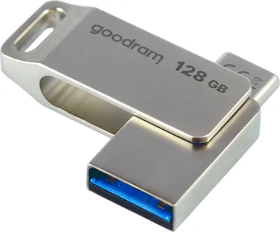 Produktbild von Goodram ODA3, 128 GB, USB Type-A / USB Type-C, 3.2 Gen 1 (3.1 Gen 1), 60 MB/s, Drehring, Silber