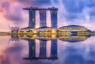 Produktbild von Wallario Poster - Abenddämmerung in Singapur, Kunstdruck Größe: 61 x 91,50 cm