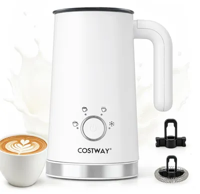 Imagen del producto de COSTWAY Espumador de leche eléctrico 4 en 1 con 2 batidores, para espuma de leche caliente y fría, espumador de 400W y 300ml para cappuccino, macchiato y latte