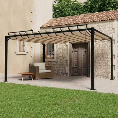 Produktbild von The Living Store Pavillon mit Lamellendach 3x4 m Taupe Stoff und Aluminium