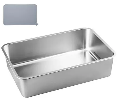Produktbild von Ibenzoa® Edelstahl-Katzenklo – robuste Metall-Katzentoilette 50 x 35 x 20 cm, tiefe Auffangschale, leicht zu reinigen, für Katzen & Kaninchen